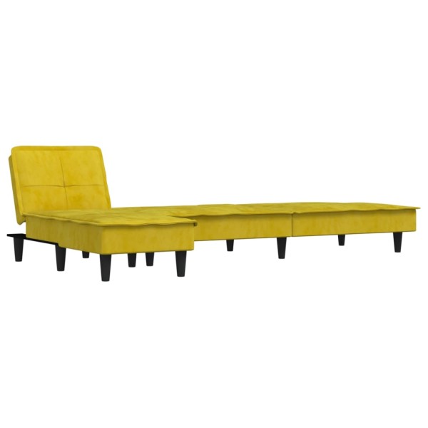 Sofá cama en forma de L terciopelo amarillo 255x140x70 cm