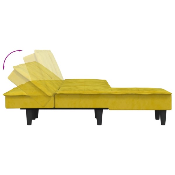 Sofá cama en forma de L terciopelo amarillo 255x140x70 cm