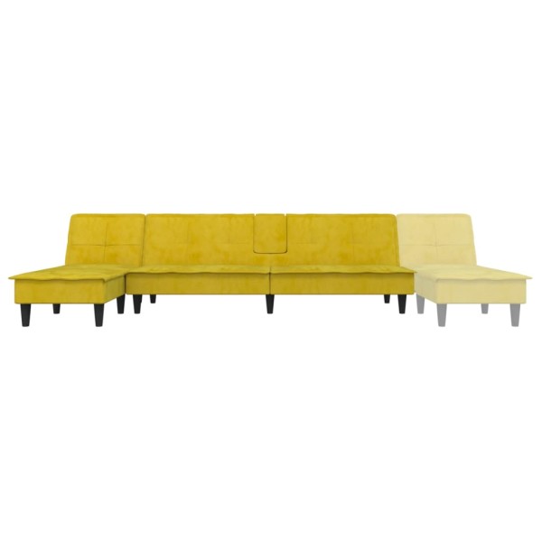 Sofá cama en forma de L terciopelo amarillo 255x140x70 cm