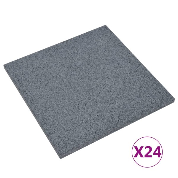 Losetas de goma protección de caídas 24 uds gris 50x50x3 cm