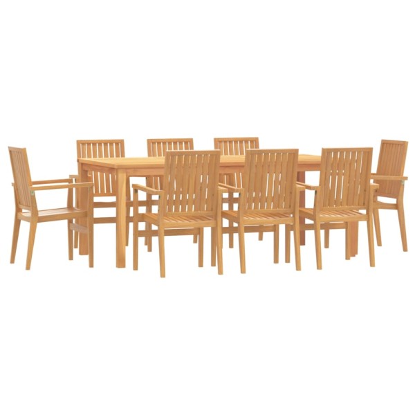 Juego de comedor para jardín 9 piezas madera maciza de teca