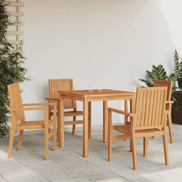 Sillas de jardín apilables 4 uds madera de teca 56,5x57,5x91 cm