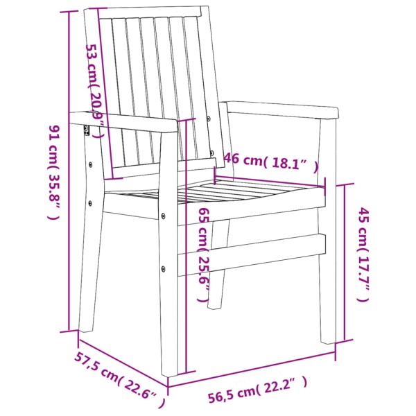 Sillas de jardín apilables 4 uds madera de teca 56,5x57,5x91 cm