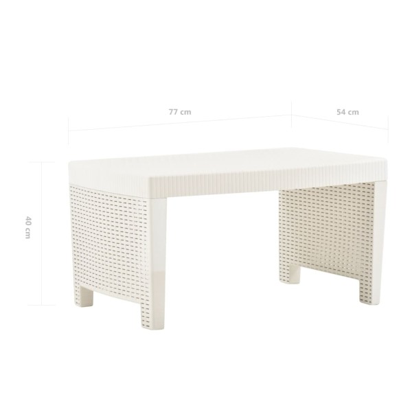 Juego de muebles de jardín 3 piezas plástico blanco