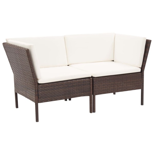 Set muebles de jardín 8 piezas y cojines ratán sintético marrón