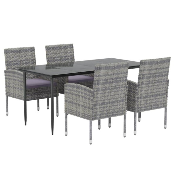 Set de comedor jardín 5 pzas cojines ratán sintético antracita