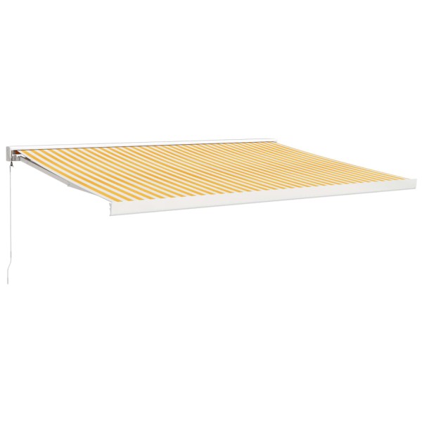 Toldo retráctil aluminio y tela amarillo y blanco 4x3 m