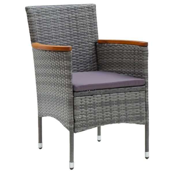 Set de muebles jardín 9 pzas con cojines ratán sintético gris