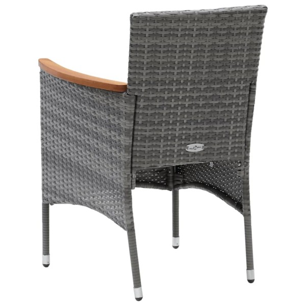 Set de muebles jardín 9 pzas con cojines ratán sintético gris