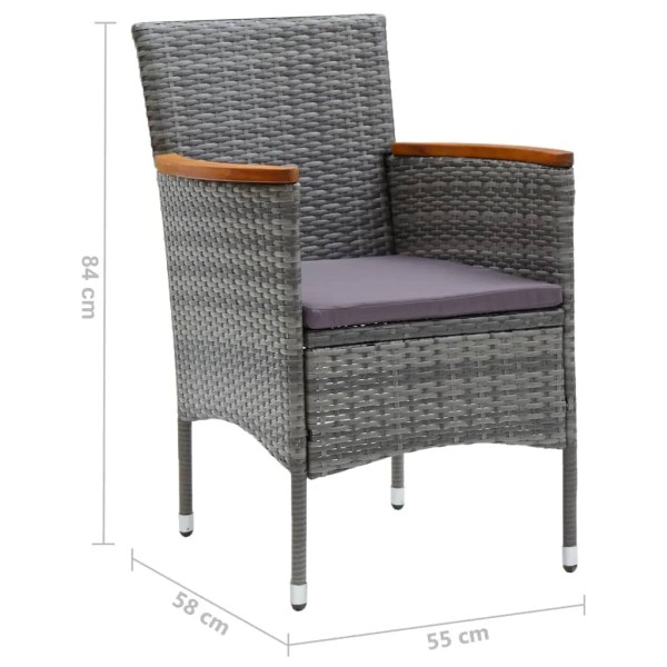 Set de muebles jardín 9 pzas con cojines ratán sintético gris