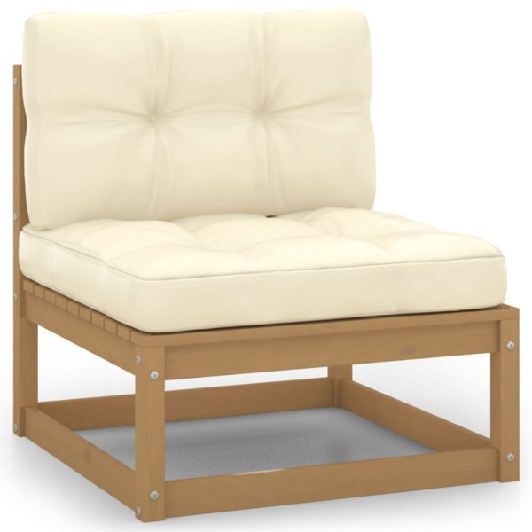 Set de muebles de jardín 13 pzs cojines madera pino marrón miel