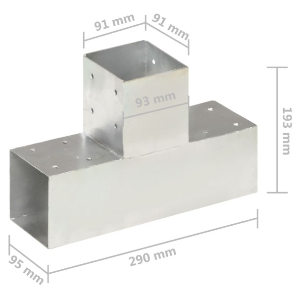 Conector de postes en forma de T metal galvanizado 91x91 mm