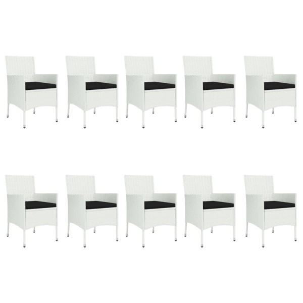 Set comedor de jardín 11 pzas y cojines ratán sintético blanco