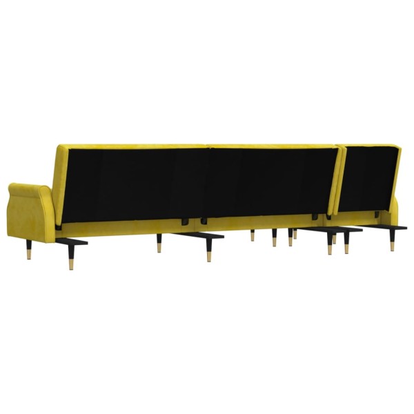 Sofá cama en forma de L terciopelo amarillo 271x140x70 cm