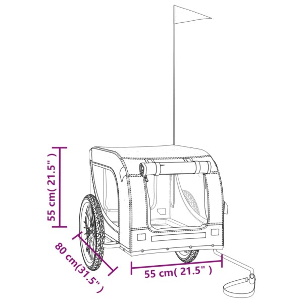 Remolque de bicicleta mascotas hierro tela Oxford negro