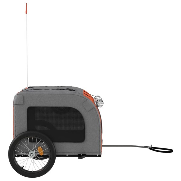 Remolque de bicicleta mascotas hierro tela Oxford naranja gris