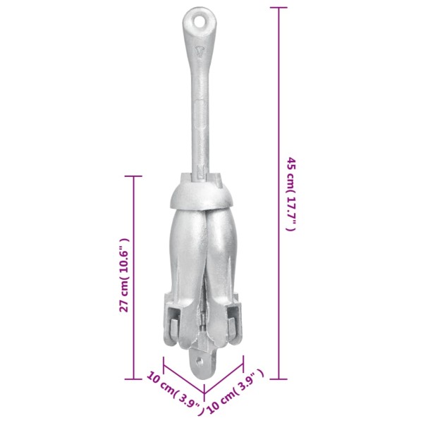 Ancla plegable con cuerda hierro maleable plateado 4 kg