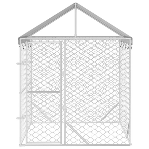 Perrera de exterior con toldo acero galvanizado plata 2x2x2,5 m