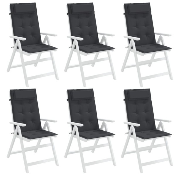 Cojines de silla con respaldo alto 6 uds tela Oxford negro