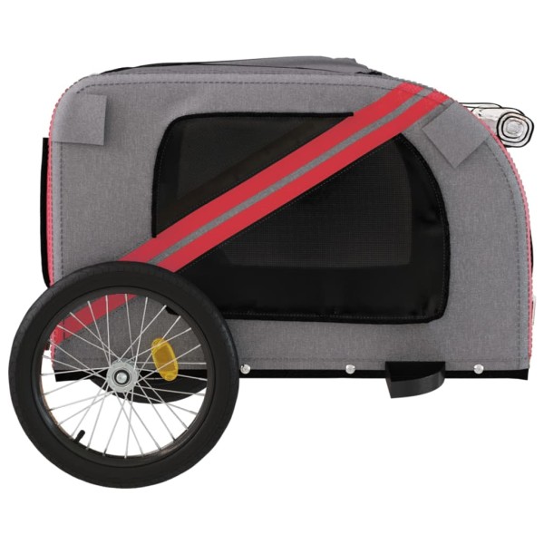 Remolque de bicicleta mascotas hierro tela Oxford rojo gris