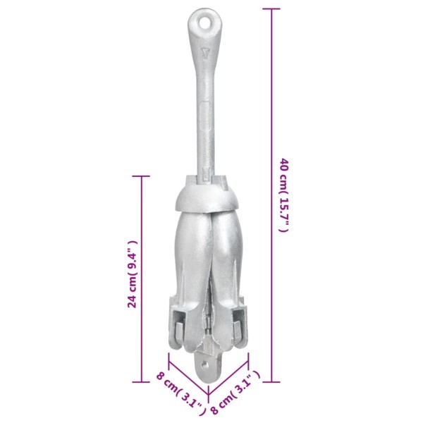 Ancla plegable hierro maleable plateado 3,2 kg