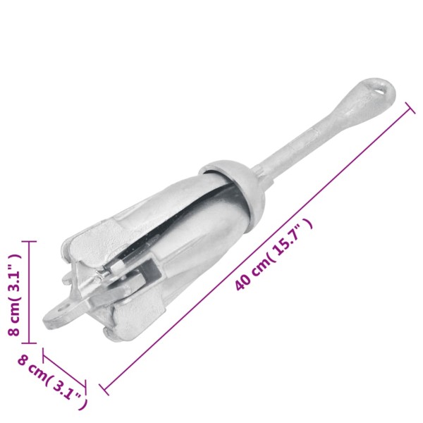 Ancla plegable hierro maleable plateado 3,2 kg