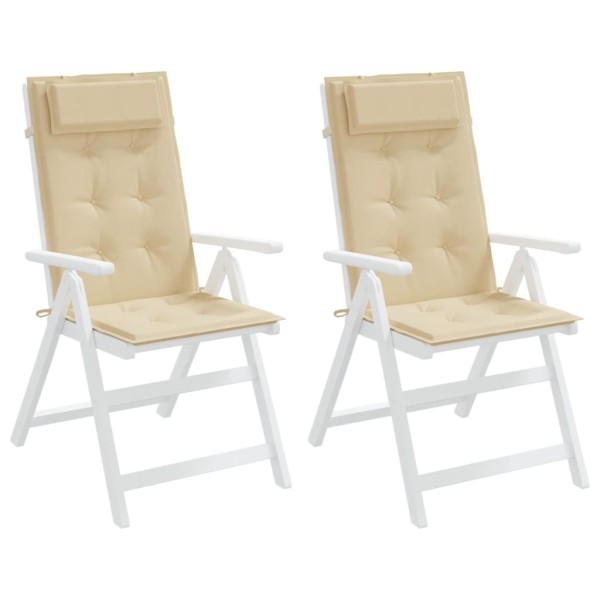 Cojines de silla con respaldo alto 2 uds tela Oxford beige