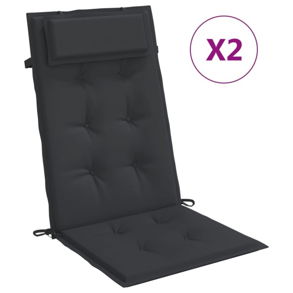 Cojines de silla con respaldo alto 2 uds tela Oxford negro