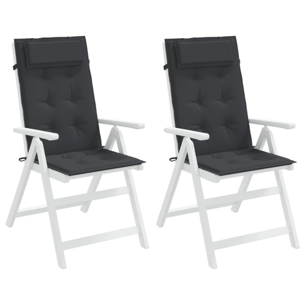 Cojines de silla con respaldo alto 2 uds tela Oxford negro