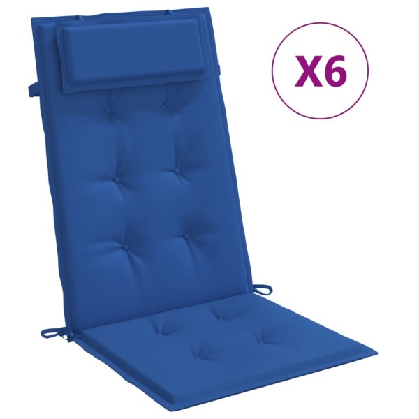 Cojines de silla con respaldo alto 6 uds tela Oxford azul klein