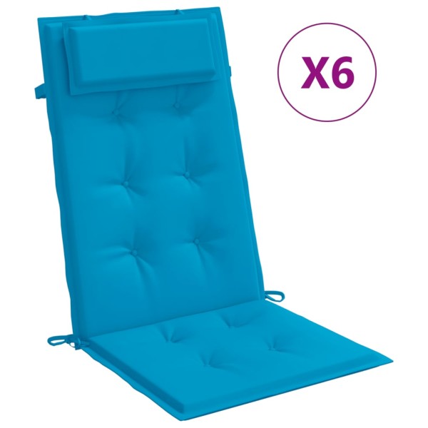 Cojines de silla con respaldo alto 6 uds tela Oxford azul claro