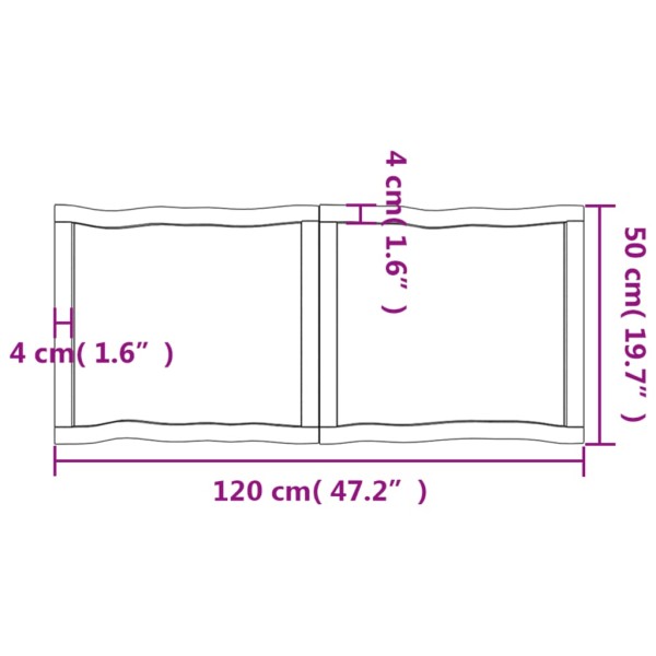 Tablero de mesa madera maciza borde natural 120x50x(2-4) cm