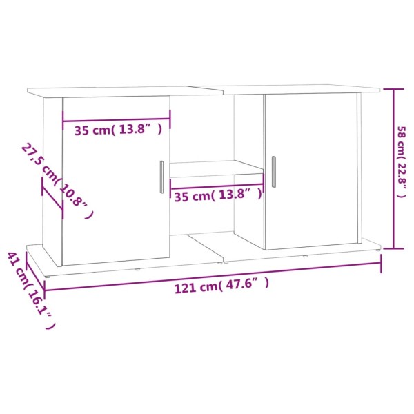 Soporte para acuario madera de ingeniería negro 121x41x58 cm