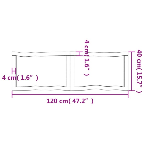 Tablero de mesa madera maciza borde natural 120x40x(2-4) cm