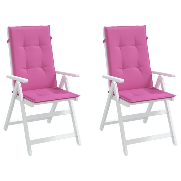 Cojín silla de jardín respaldo alto 2 uds tela rosa 120x50x3 cm