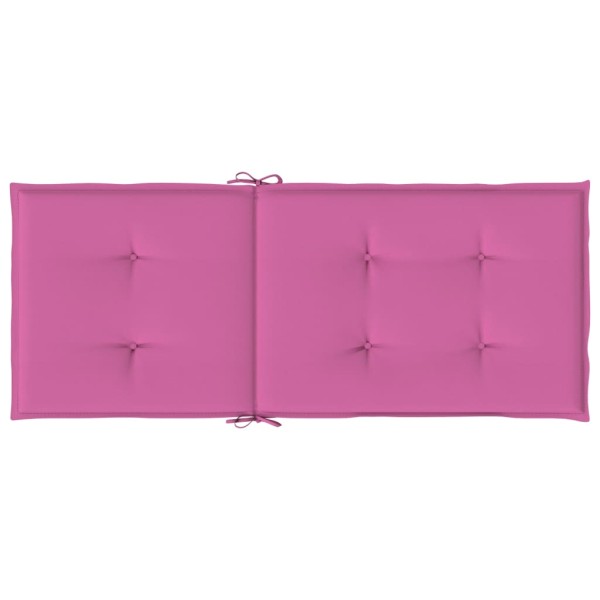 Cojín silla de jardín respaldo alto 2 uds tela rosa 120x50x3 cm