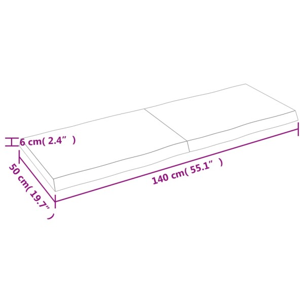 Tablero de mesa madera maciza borde natural 140x50x(2-6) cm