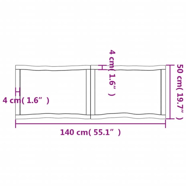 Tablero de mesa madera maciza borde natural 140x50x(2-6) cm