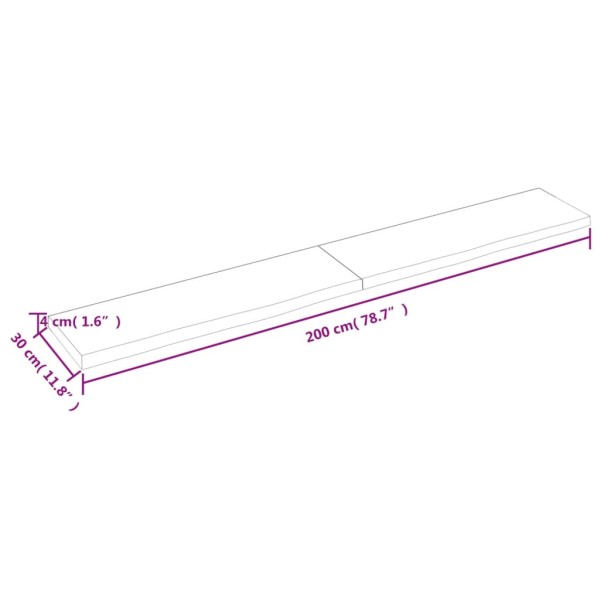 Estante pared madera roble tratada marrón oscuro 200x30x(2-4)cm