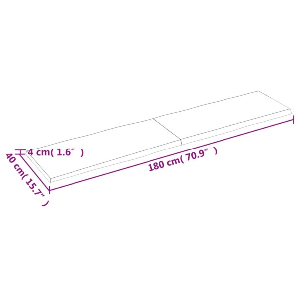 Tablero de mesa madera maciza borde natural 180x40x(2-4) cm