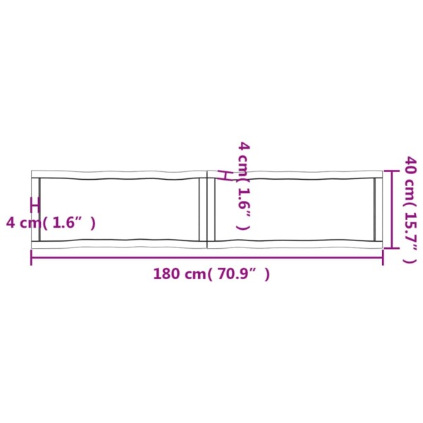 Tablero de mesa madera maciza borde natural 180x40x(2-4) cm