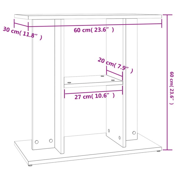 Soporte para acuario madera ingeniería gris hormigón 60x30x60cm