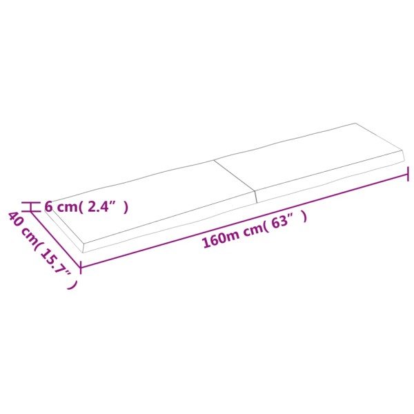 Tablero de mesa madera maciza borde natural 160x40x(2-6) cm