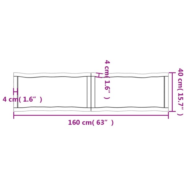 Tablero de mesa madera maciza borde natural 160x40x(2-6) cm