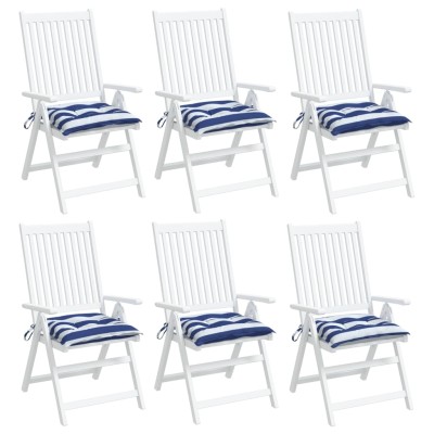 Cojines de silla 6 uds tela a rayas azul y blanco 40x40x7 cm