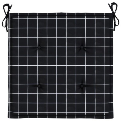 Cojines de silla de jardín 4 uds tela a cuadros negro 50x50x3cm