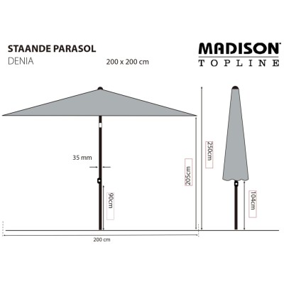 Madison Sombrilla Denia gris taupé 200x200 cm