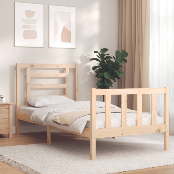 Estructura de cama con cabecero madera maciza 100x200 cm