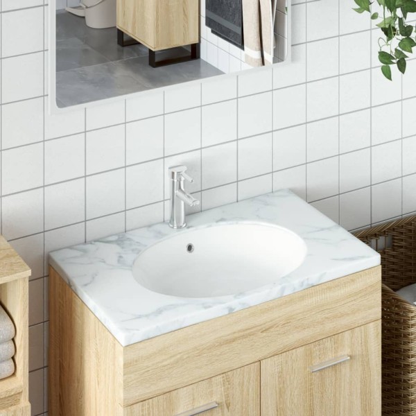 Lavabo de baño ovalado cerámica blanco 49x40,5x21 cm