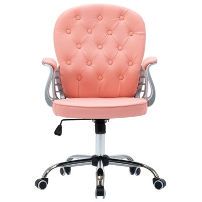 Silla de oficina giratoria de cuero sintético rosa